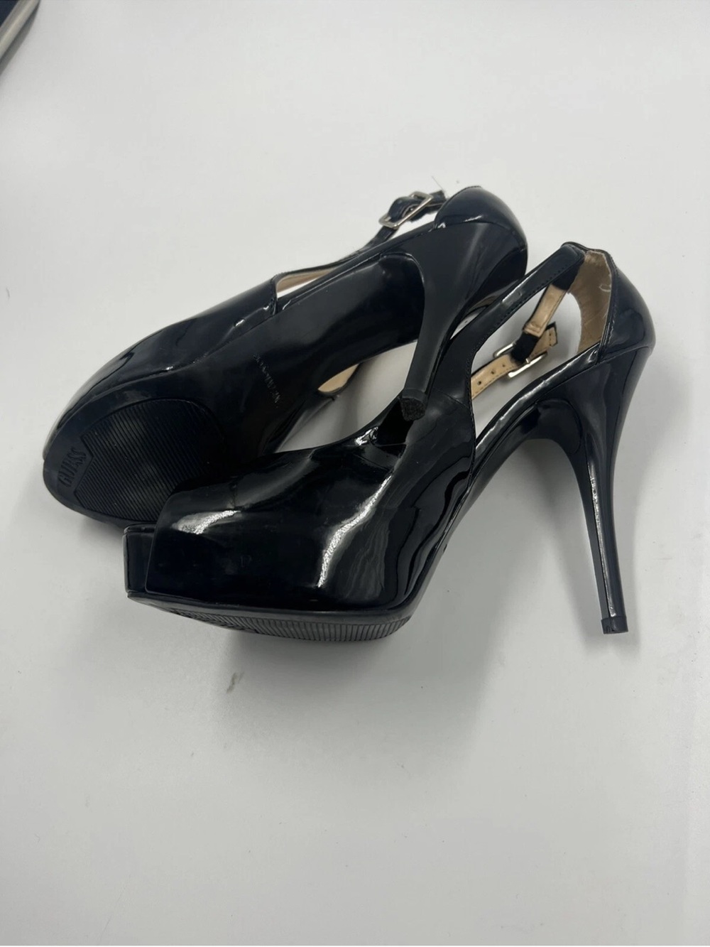 Guess Patent Black Stiletto Heel Shoes Woman Size 7 - Picture 5 of 5